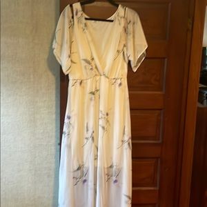 Ivory floral print maxi dress. Fraiche by J
